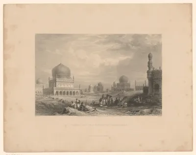 Gezicht op de Qutb Shahi tombes