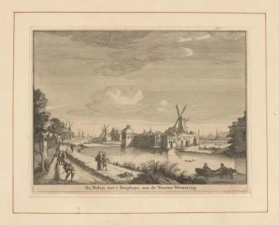 Gezicht op de Rasphuismolen te Amsterdam