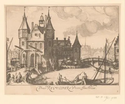 Gezicht op de Regulierspoort in Amsterdam