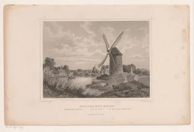 Gezicht op de Rembrandtmolen aan de Rijn