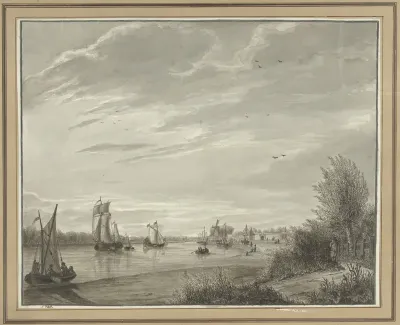 Gezicht op de Rijn bij Arnhem