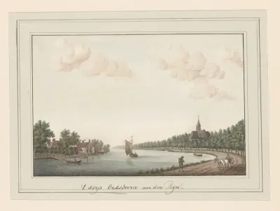 Gezicht op de Rijn bij het dorp Oudshoorn