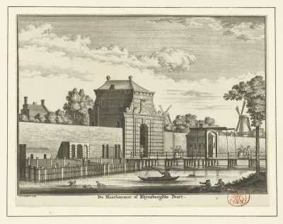 Gezicht op de Rijnsburgerpoort te Leiden