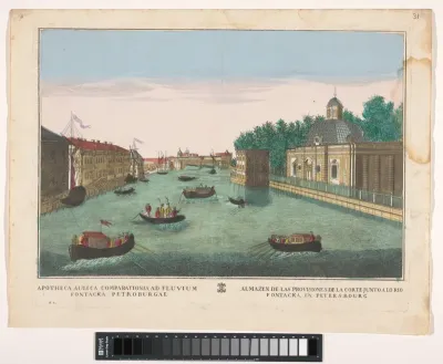 Gezicht op de rivier de Fontanka te Sint-Petersburg gezien vanaf de noordzijde