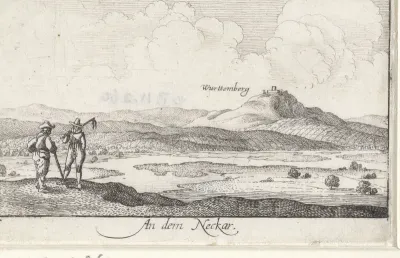 Gezicht op de rivier de Neckar nabij Württemberg