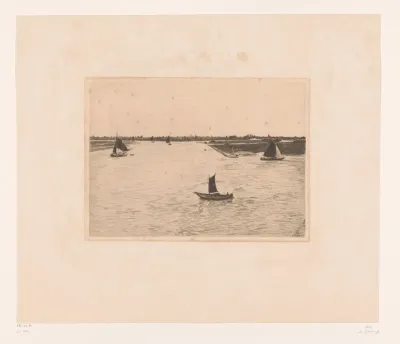 Gezicht op de rivier de Noord bij Dordrecht