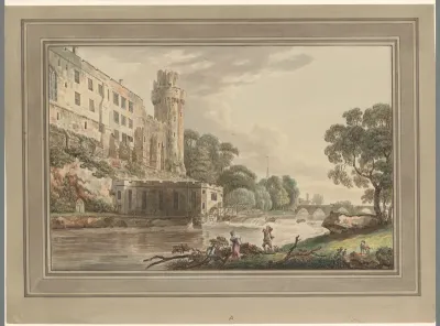 Gezicht op de rivier naast Warwick Castle