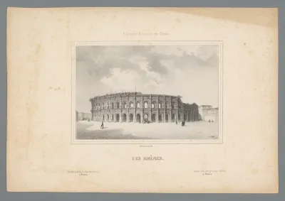 Gezicht op de Romeinse arena van Nîmes