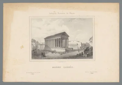 Gezicht op de Romeinse tempel Maison Carrée in Nîmes