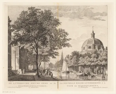 Gezicht op de Ronde Lutherse Kerk te Amsterdam