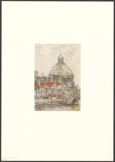 Gezicht op de Ronde Lutherse Kerk vanaf het Singel