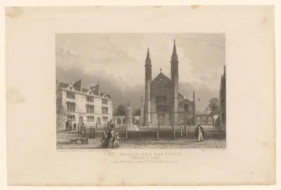 Gezicht op de Royal Foundation of St Katharine in Regent's Park te Londen