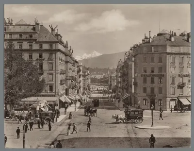 Gezicht op de Rue du Mont-Blanc in Genève