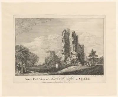 Gezicht op de ruïne van Bothwell Castle
