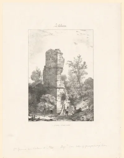 Gezicht op de ruïne van Château d'Harcourt