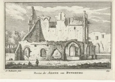 Gezicht op de ruïne van de abdij te Rijnsburg, 1630