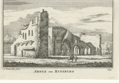 Gezicht op de ruïne van de abdij te Rijnsburg, 1631