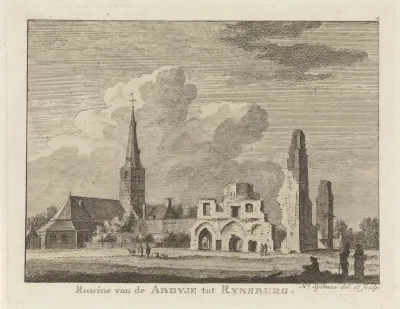 Gezicht op de ruïne van de Abdij van Rijnsburg