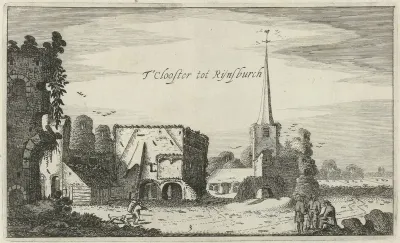 Gezicht op de ruïne van de abdij van Rijnsburg