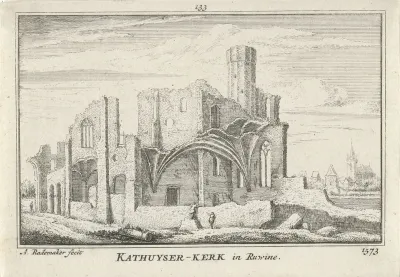 Gezicht op de ruïne van de kartuizerkerk bij Delft, 1573