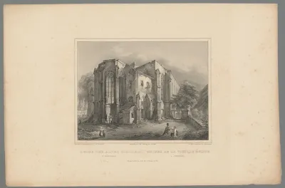 Gezicht op de ruïne van de oude kerk te Kreuznach