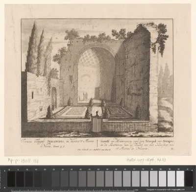 Gezicht op de ruïne van de tempel van Isis en Serapis, te Rome