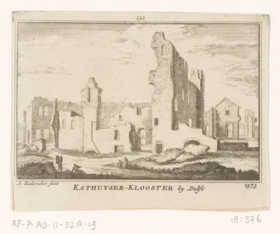 Gezicht op de ruïne van het kartuizerklooster bij Delft, 1573