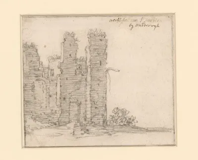 Gezicht op de ruïne van het Sint-Jurrienklooster te Harderwijk