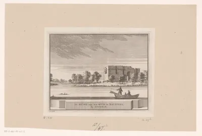 Gezicht op de ruïne van Huis te Riviere te Schiedam