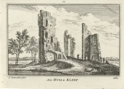 Gezicht op de ruïne van Huis ter Kleef te Haarlem, 1661