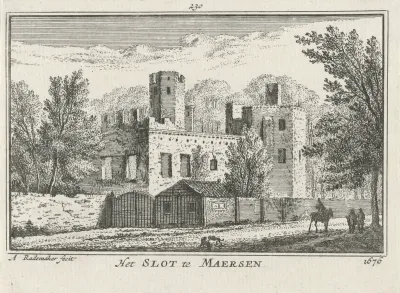 Gezicht op de ruïne van Huis Ter Meer bij Maarssen, 1676
