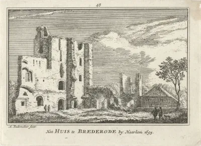 Gezicht op de ruïne van Kasteel Brederode, 1695