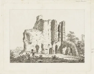 Gezicht op de ruïne van kasteel Brederode, Haarlem