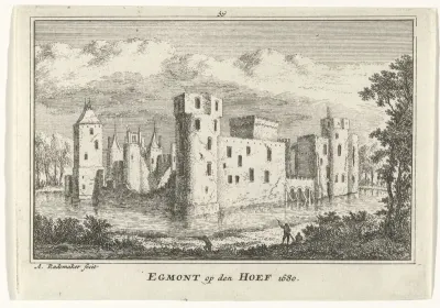 Gezicht op de ruïne van Kasteel Egmond, 1680