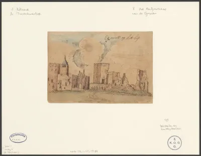 Gezicht op de ruïne van kasteel Egmond of Slot op den Hoef