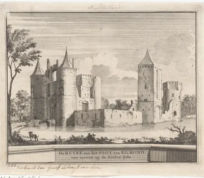 Gezicht op de ruïne van kasteel Egmond te Egmond aan den Hoef