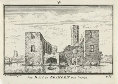 Gezicht op de ruïne van Kasteel Spangen, 1573