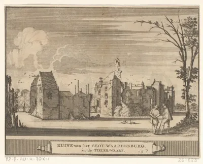 Gezicht op de ruïne van Kasteel Waardenburg