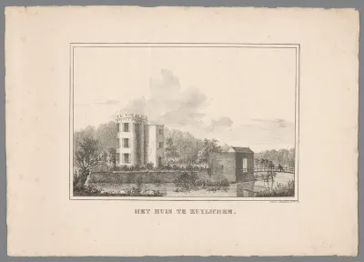 Gezicht op de ruïne van Kasteel Zuilichem