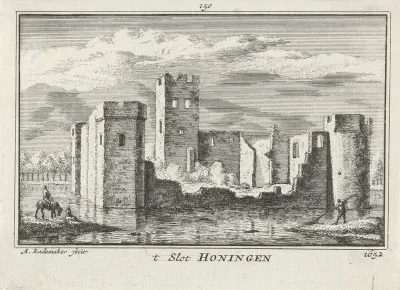 Gezicht op de ruïne van Slot Honingen, 1652