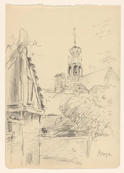 Gezicht op de Ruïnekerk te Bergen