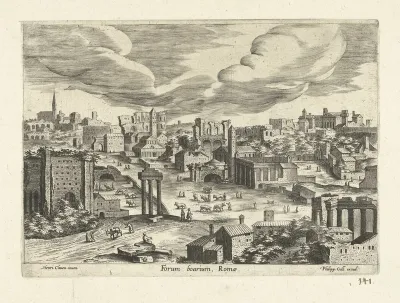 Gezicht op de ruïnes van het Forum Boarium