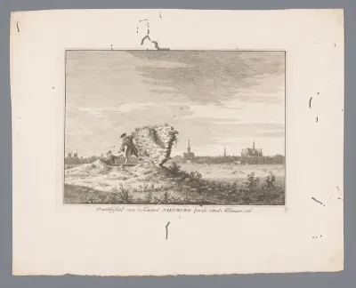 Gezicht op de ruïnes van het kasteel te Nieuburg
