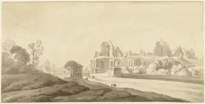 Gezicht op de ruïnes van het paleis op de Palatijn te Rome
