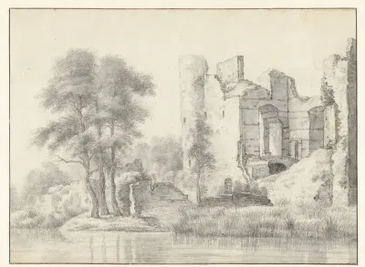 Gezicht op de ruïnes van Kasteel te Heenvliet