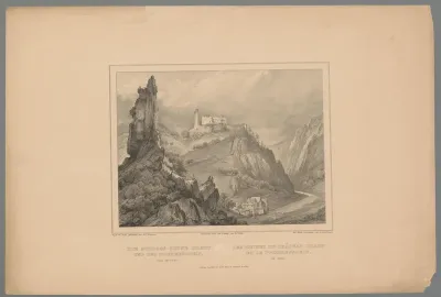 Gezicht op de ruïnes van slot Dhaun