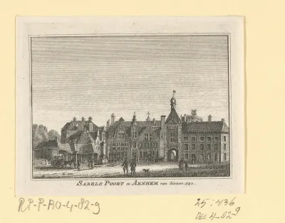 Gezicht op de Sabelspoort te Arnhem