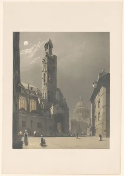 Gezicht op de Saint-Etienne-du-Mont en het Pantheon te Parijs