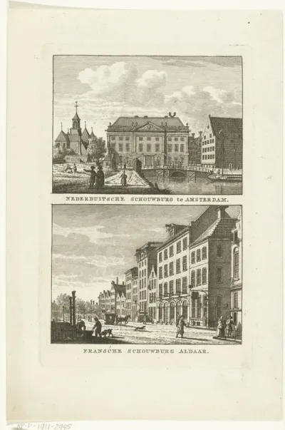 Gezicht op de schouwburg aan het Leidseplein en de Franse Schouwburg te Amsterdam