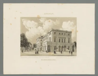 Gezicht op de schouwburg van Arnhem